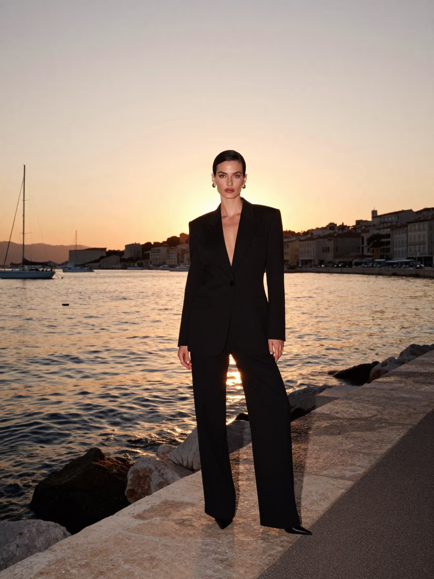 Marseille French Riviera Sunset High Fashion Portrait Near Vieux Port in in Marseille, France