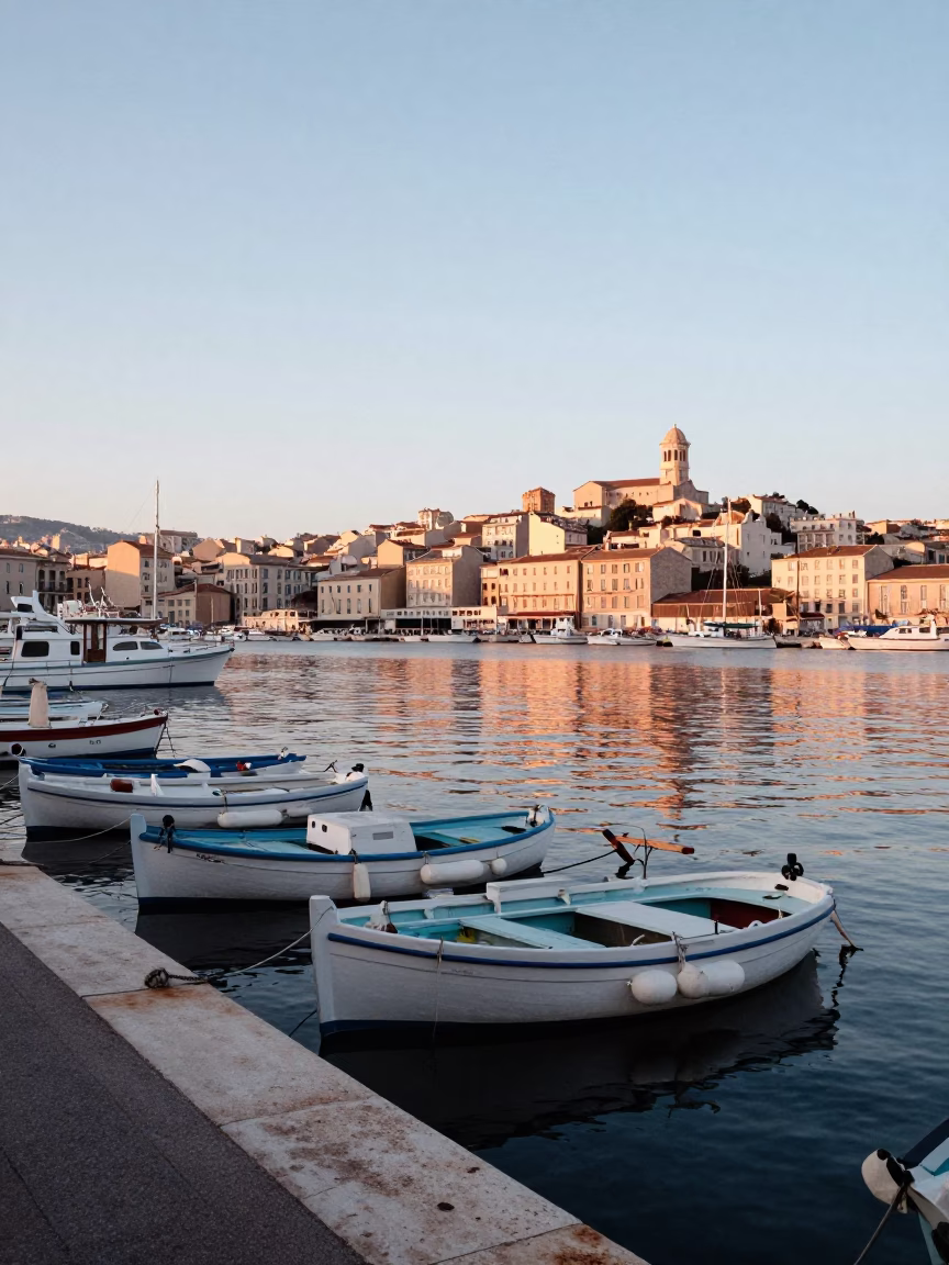 Marseille Morning Light at As First Light Reaches The Scene in in Marseille, France