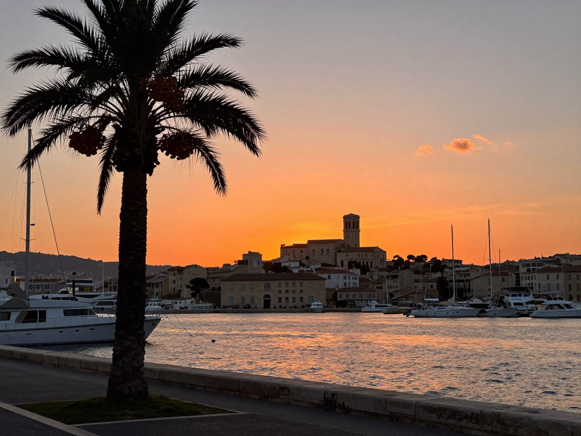 Marseille Old Port at Sunset Light in in Marseille, France