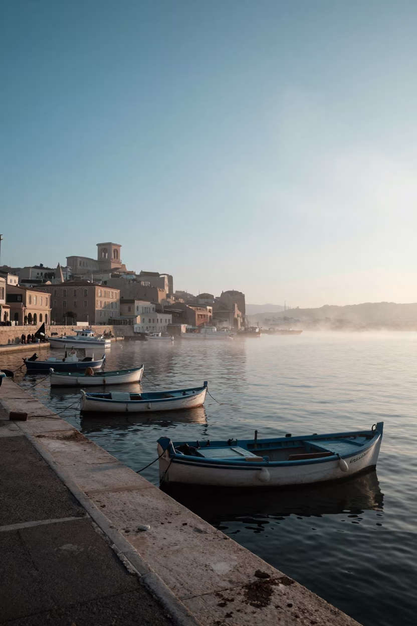 Marseille Steam Haze at First Light Of Dawn in in Marseille, France