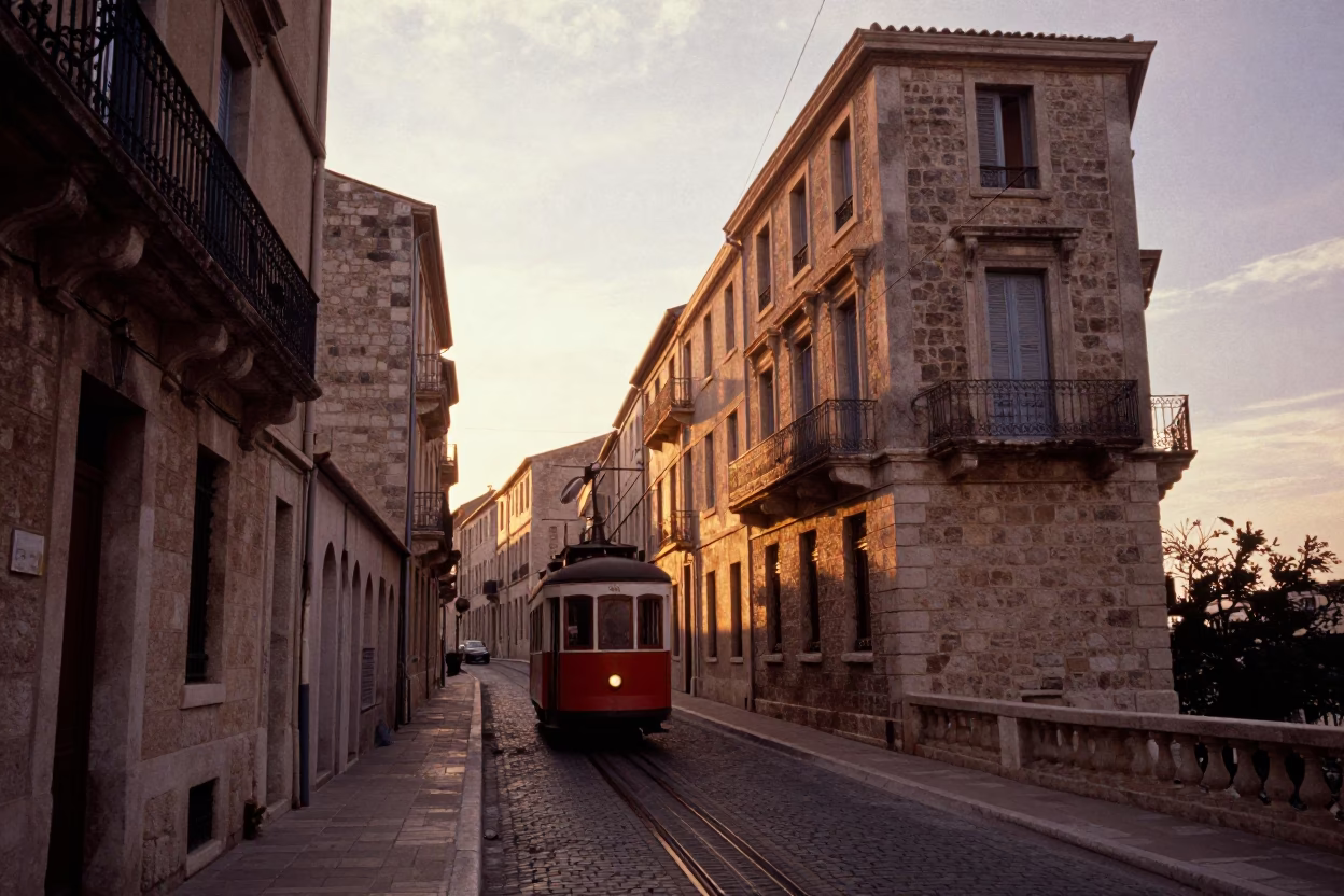Marseille Stone Buildings at Sunset Light in in Marseille, France