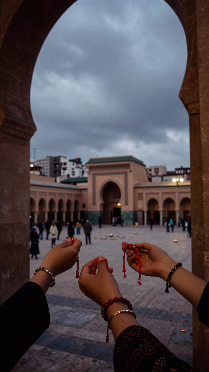Martisor Bracelets in Marrakesh Temple Courtyard in in a temple courtyard in Marrakesh