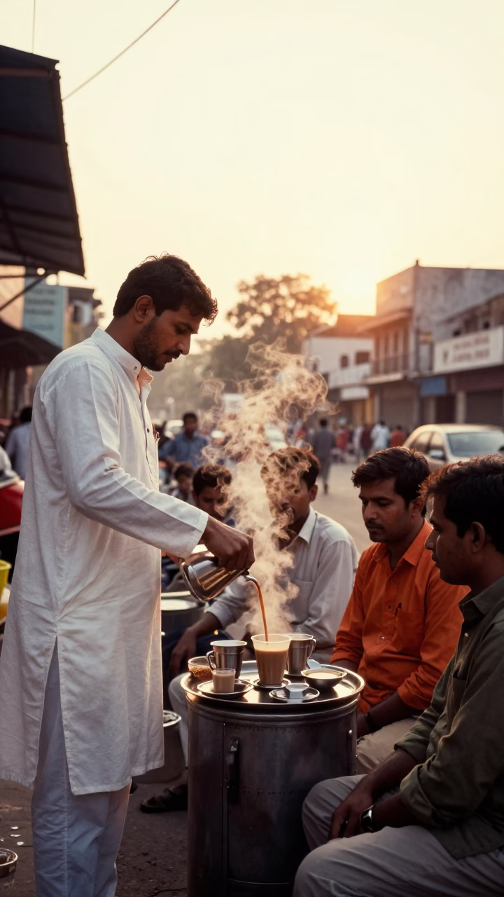 Masala Chai in Delhi at Golden Hour in in Delhi, India
