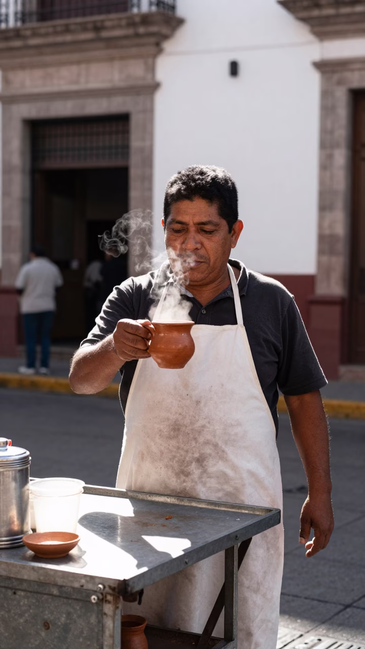 Masala Chai in Guadalajara at Bright Midmorning Light in in Guadalajara, Mexico