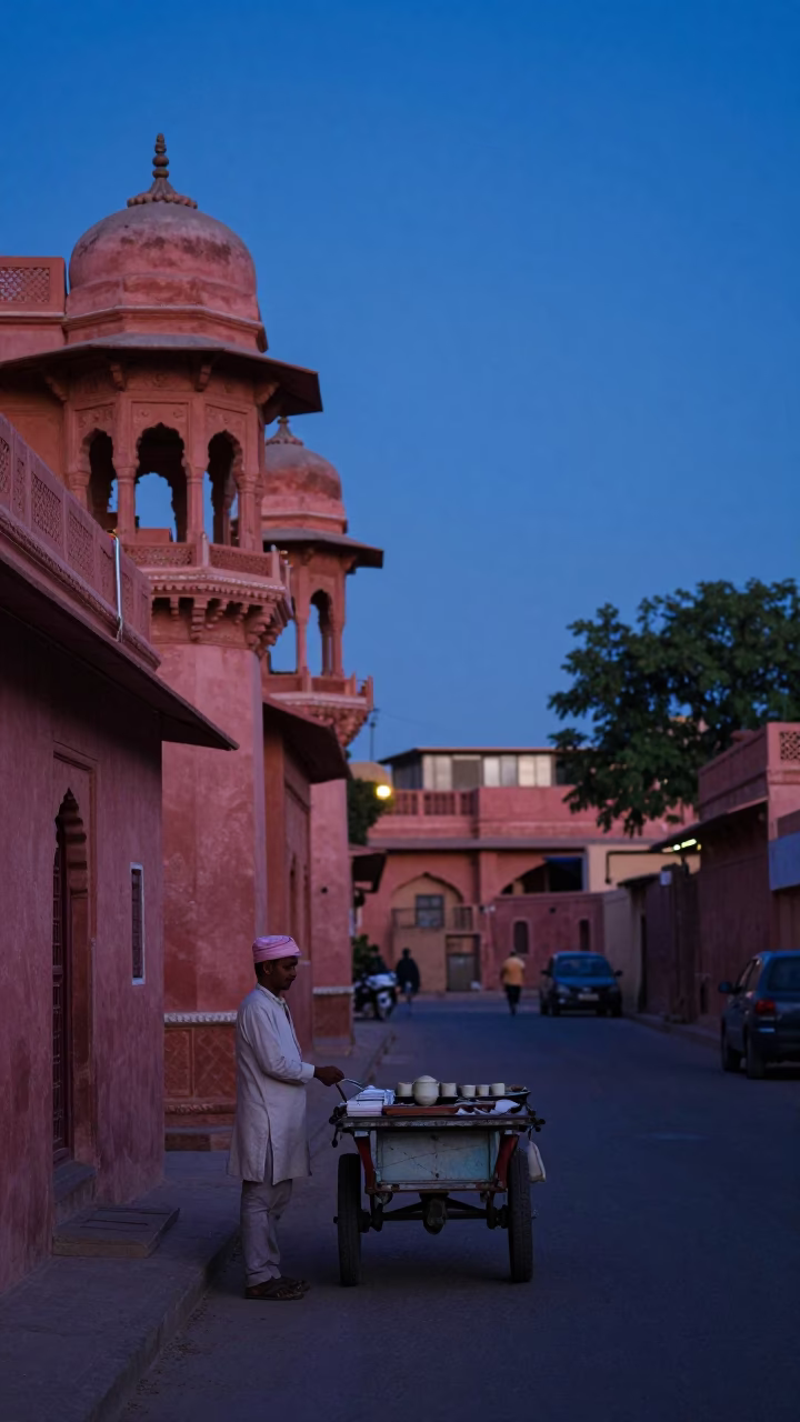 Masala Chai in Jaipur at The Still Hours Before Dawn Light in in Jaipur, India
