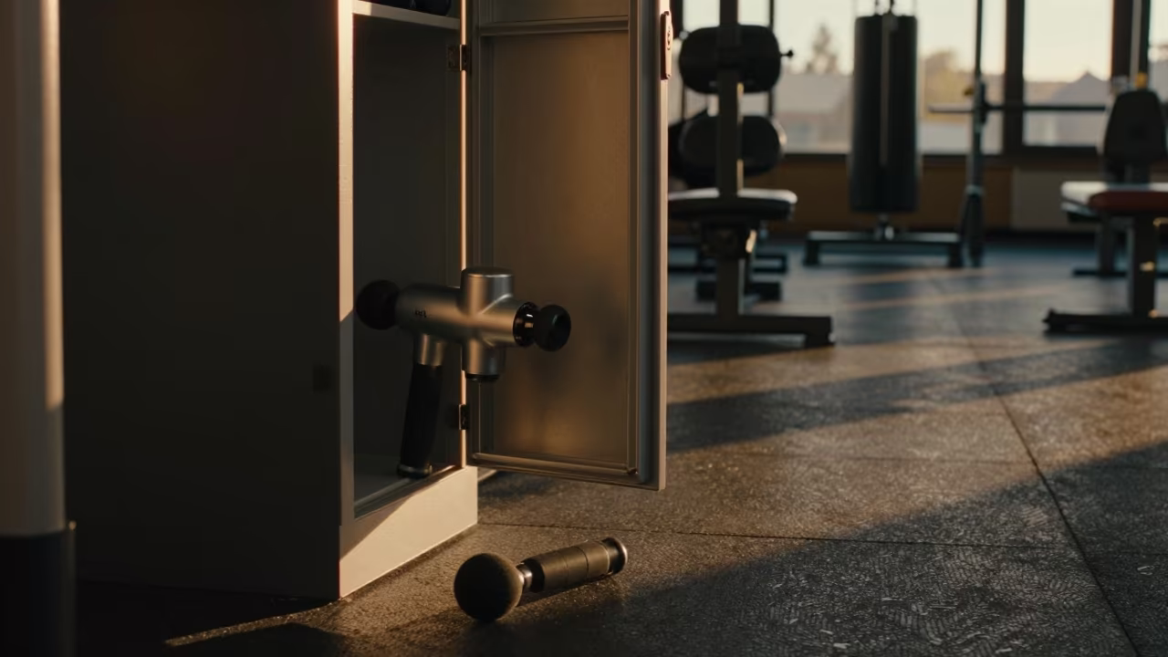 Massage Gun Locker in St Petersburg Strength Room in inside a strength room near St Petersburg