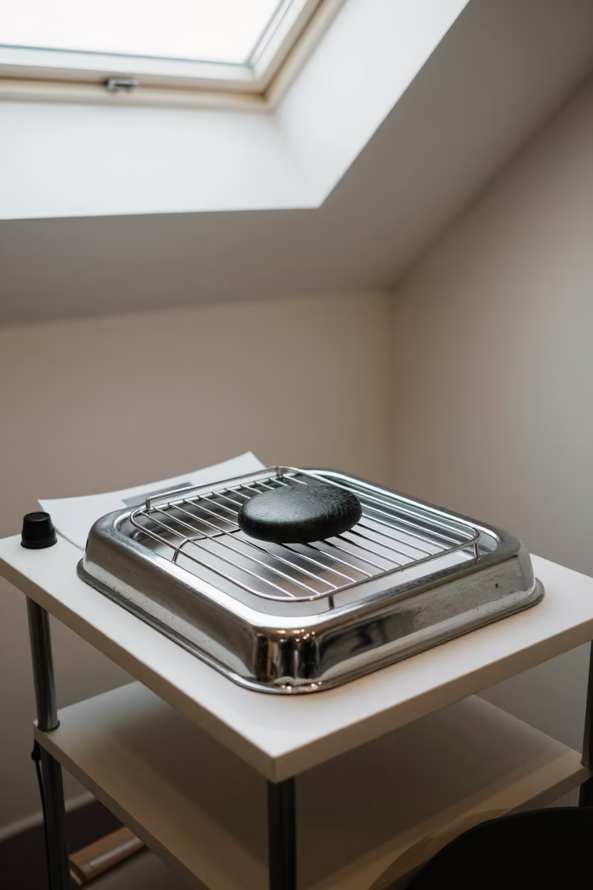 Massage Stone Warmer Lid Rack in Nail Studio in inside a nail studio in Kaya