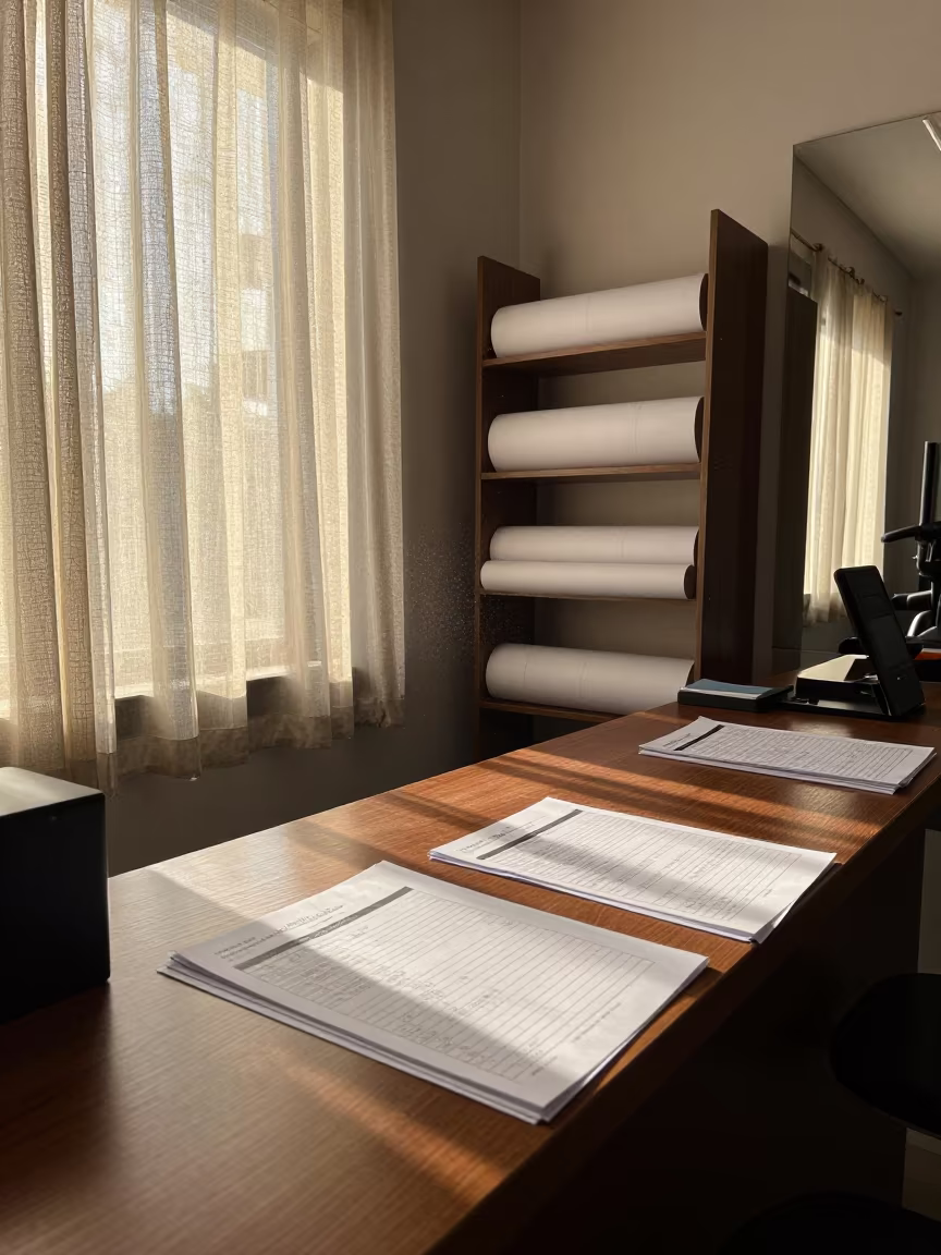 Massage Table Shelf at Gym Check-In Desk in at a gym check-in desk near Sialkot