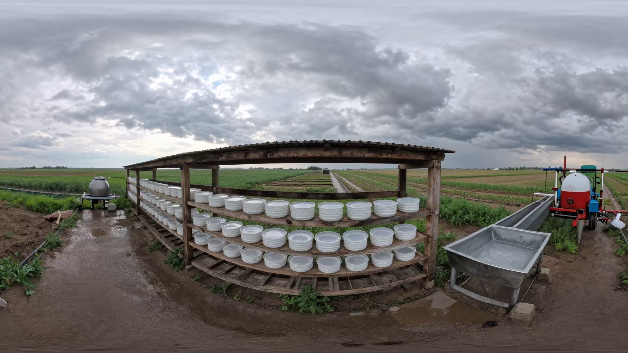 Mastitis Culture Plates on Windbreak Shelf in near a windbreak and water trough in Kazakhstan