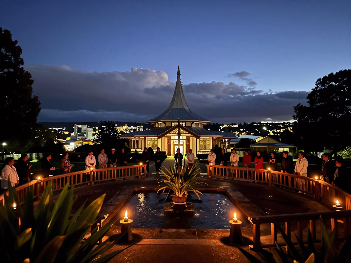 Matariki Ceremony Rotorua Temple Courtyard Stars in in a temple courtyard near Rotorua