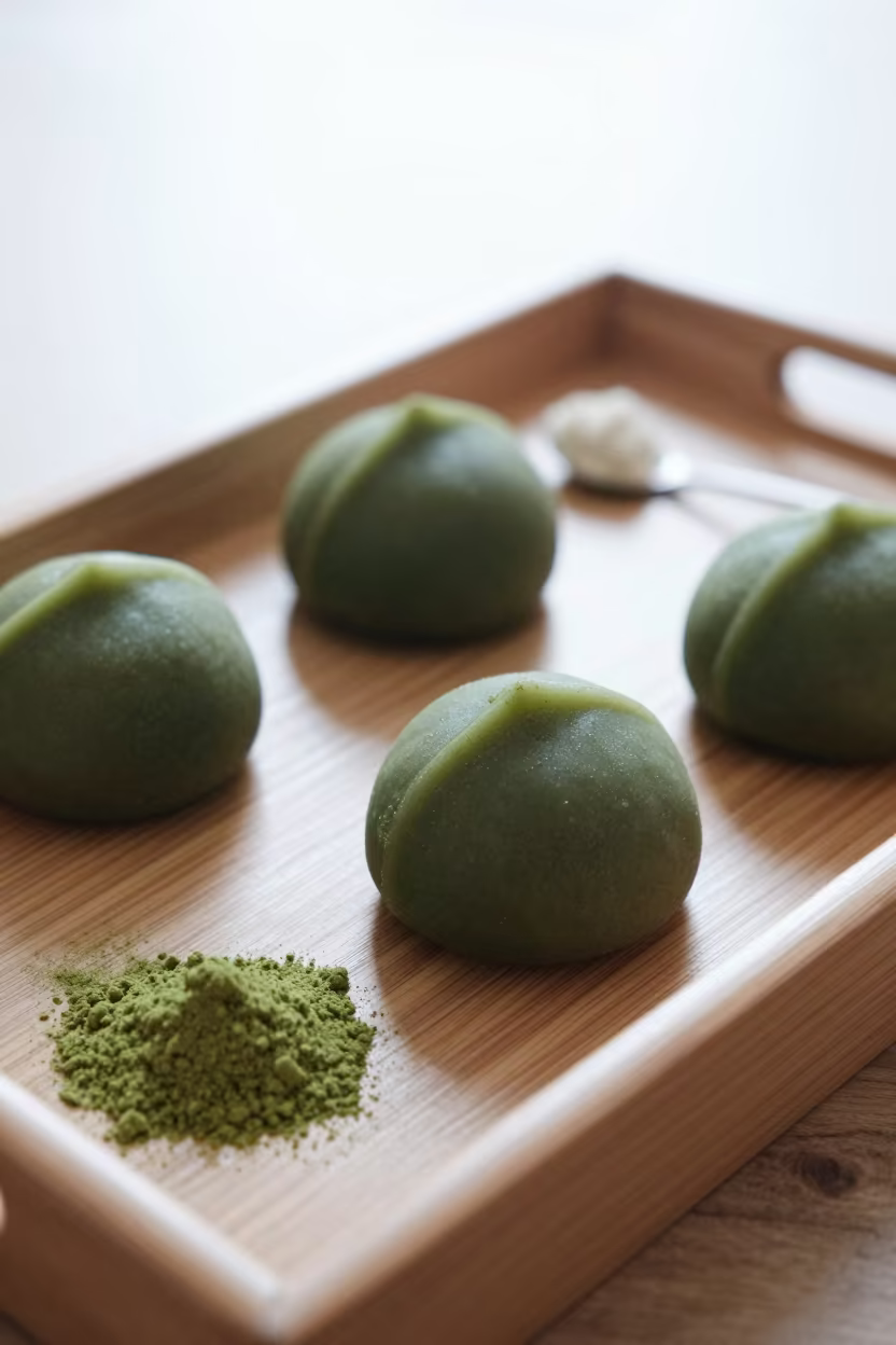 Matcha Wagashi Sweets on Tea House Tray in on a tea house tray in Anchorage