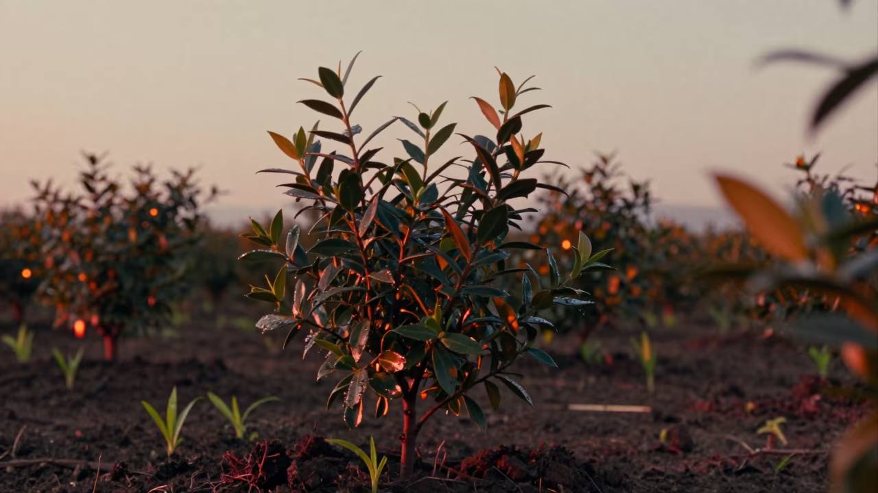 Mate Shrub in Copper Dusk Light in near Mashhad
