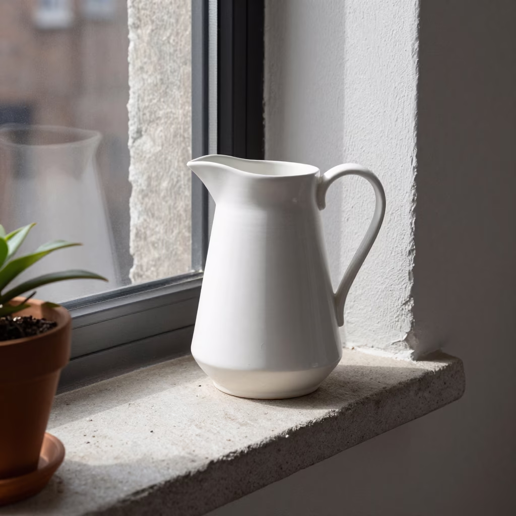 Matte White Ceramic Pitcher in Montreal in in Montreal, Canada