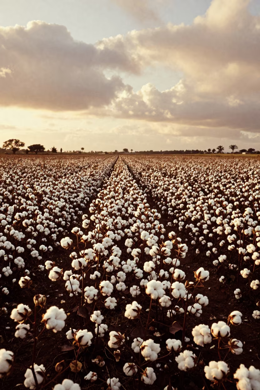 Mauritian Cotton Field Evening Harvest in in Mauritius