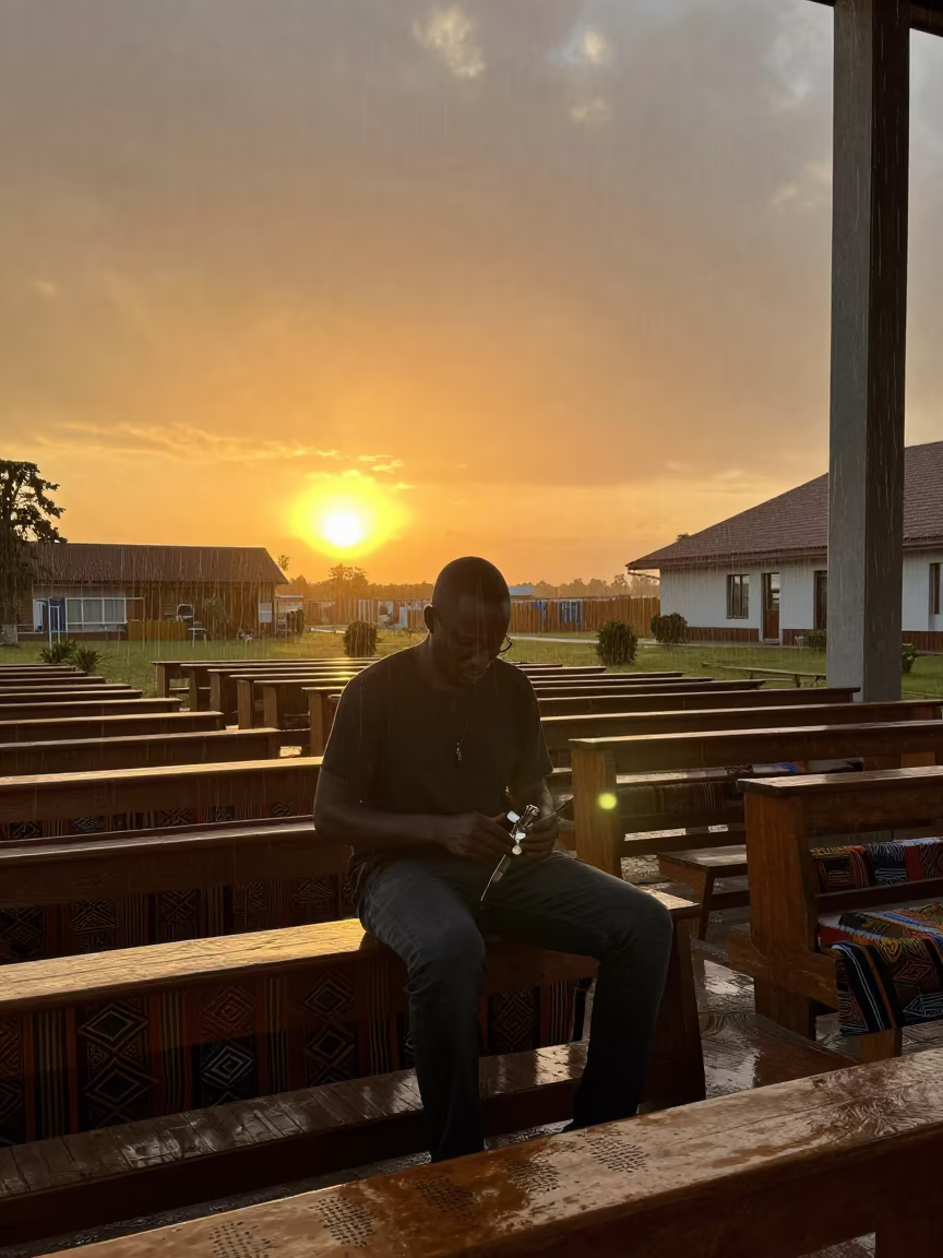 Mbira Player in Prayer Hall Near Klaipėda in in a prayer hall near Klaipėda