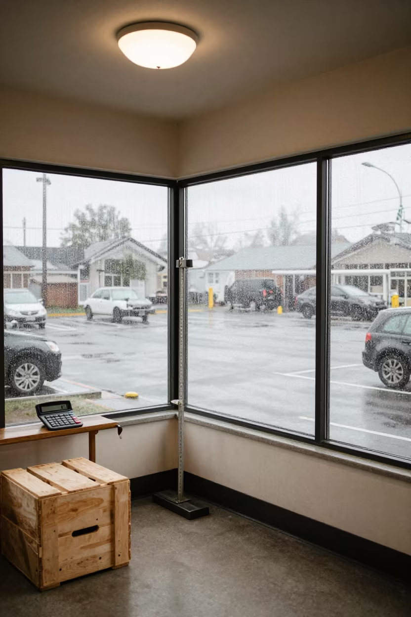 Measuring Rail in Rainy Stockroom in inside a stockroom behind the sales floor near Kunming