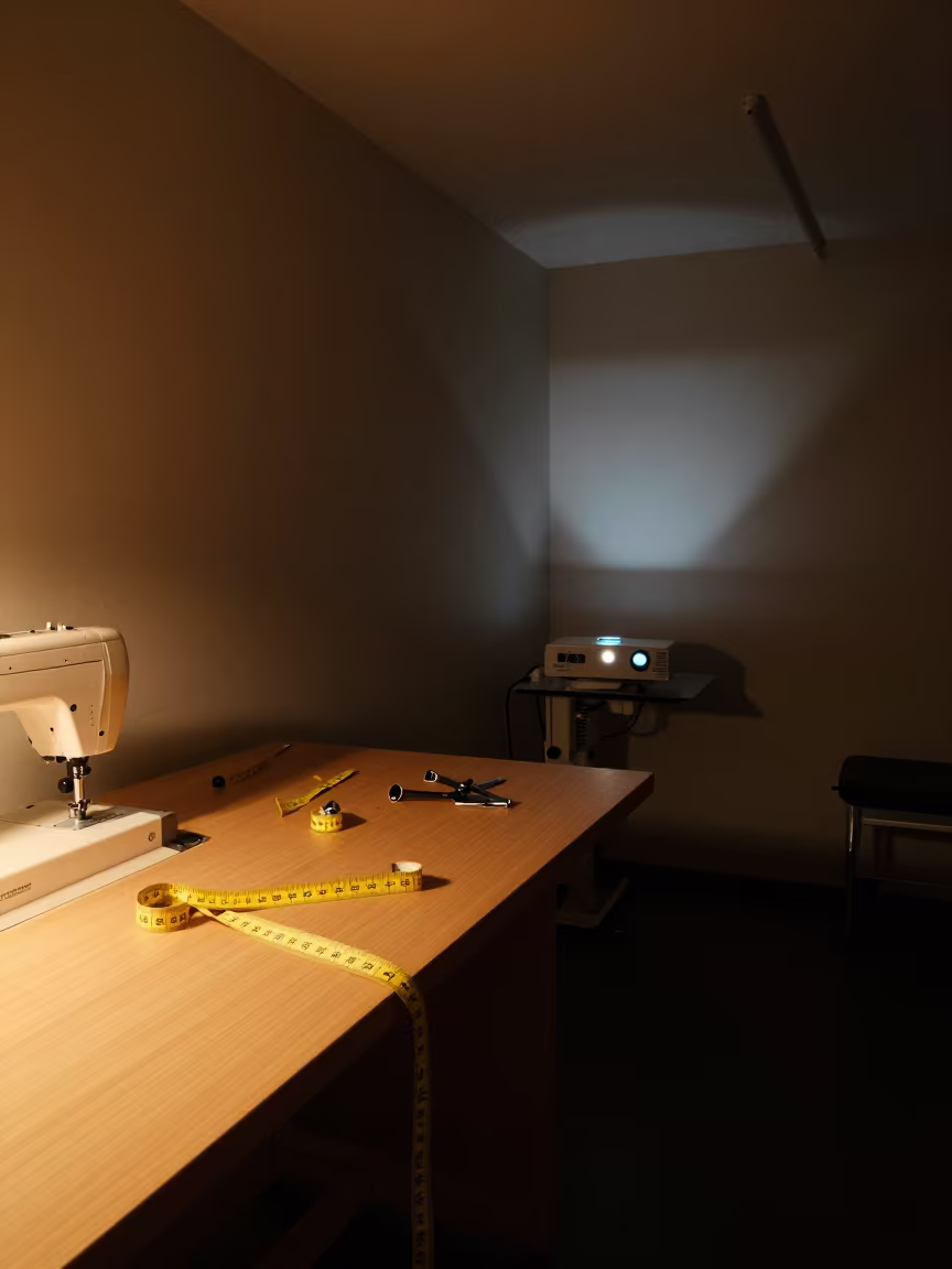 Measuring Tape on Dressmaker Bench in on a pier railing in Wynyard Quarter, Auckland