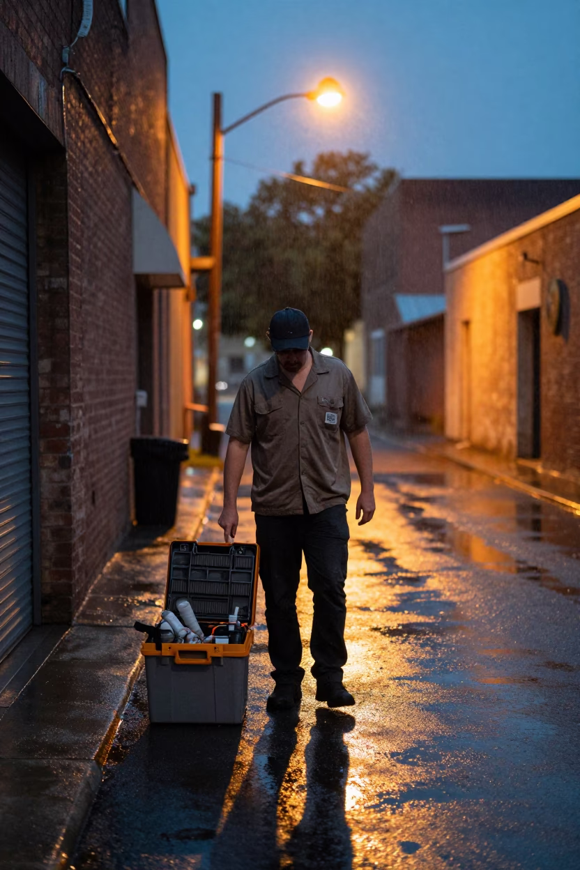 Mechanic at Dusk Light in Austin in in Austin, Texas, United States