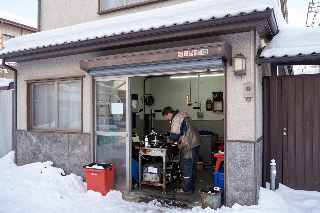 Mechanic in Sapporo at Noon Light in in Sapporo, Japan