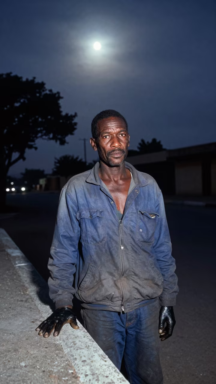 Mechanic in Moonlight Near Maputo Late Spring in near Maputo