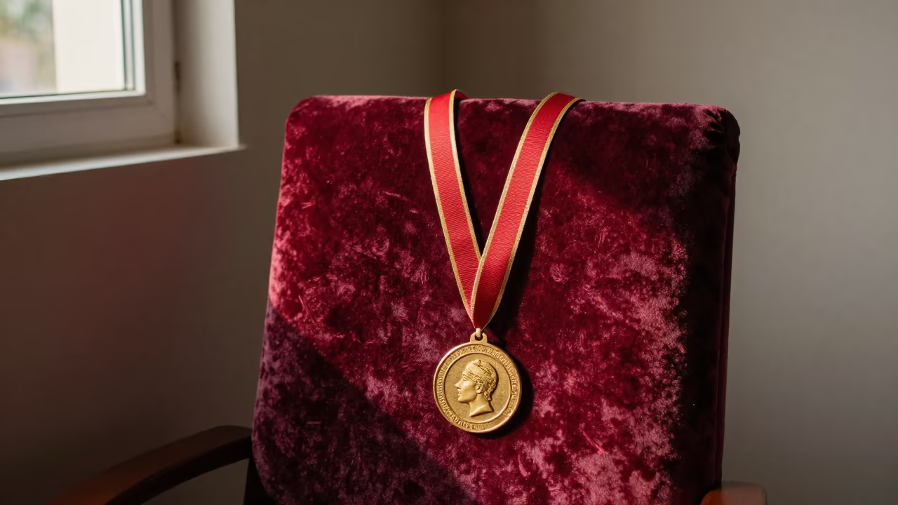 Medal Ribbon on Velvet Chair in Yamoussoukro in on a velvet chair in Yamoussoukro