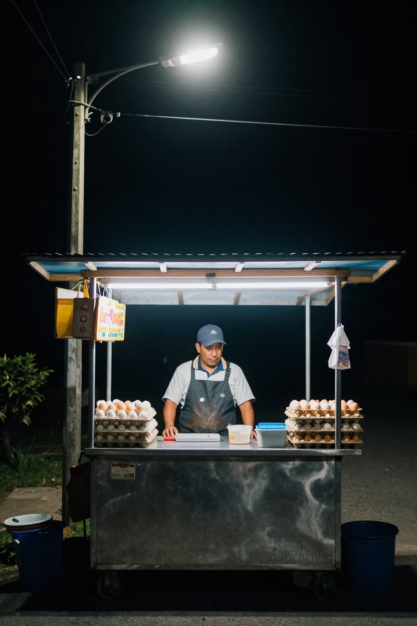 Medellin Eggs at Deep In The Night Light in in Medellin, Colombia