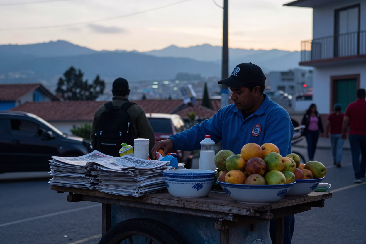 Medellin Vendor Stall at Sunrise Light in in Medellin, Colombia