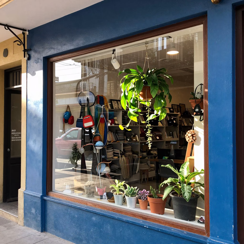 Medellin Window Display at Noon Light in in Medellin, Colombia