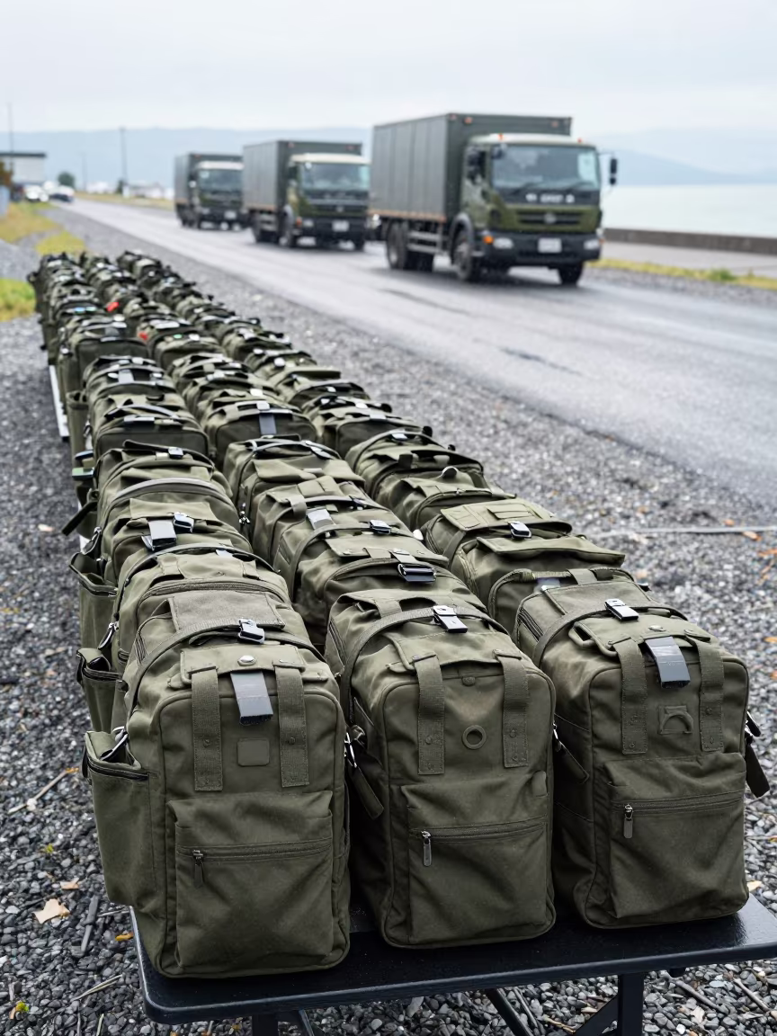 Medic Pouch Restock Table Before Formation in beside a convoy halt on open ground in Chubu