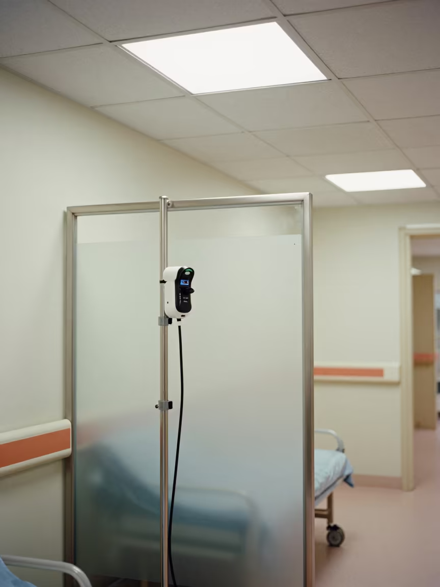 Medical Charging Rail with Privacy Glass in inside a hospital corridor near Idanre