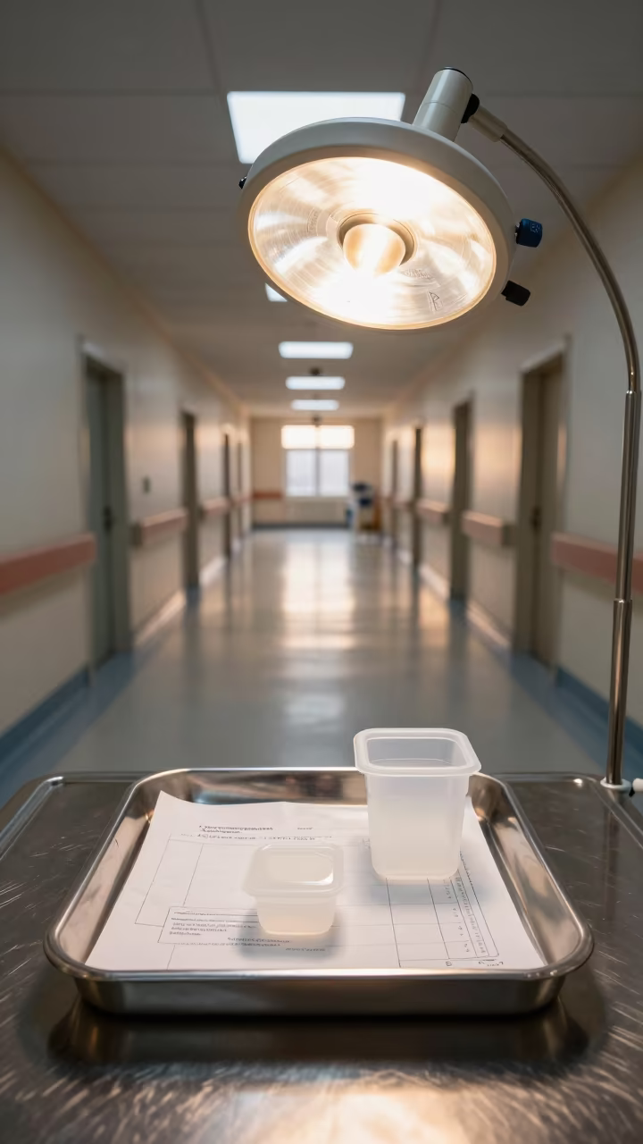 Medical Consent Tray in Daşoguz Hospital Corridor in inside a hospital corridor in Daşoguz