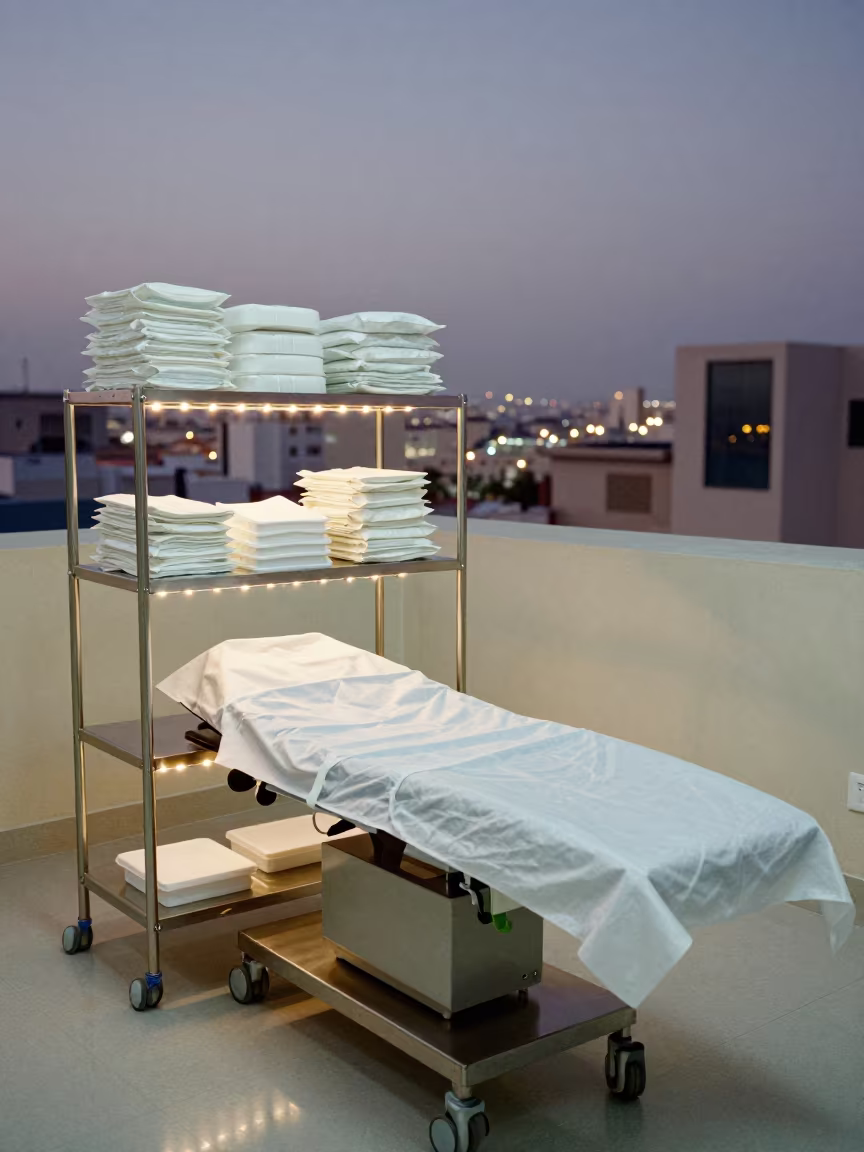 Medical Gown Shelf in Muscat Imaging Suite in inside an imaging suite in Muscat