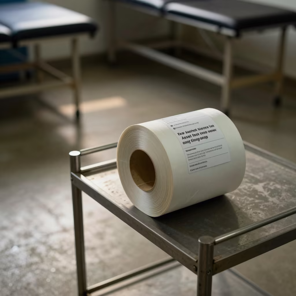 Medical Reject Label Roll at Dawn in Rehab Gym in inside a rehabilitation gym near Colombo