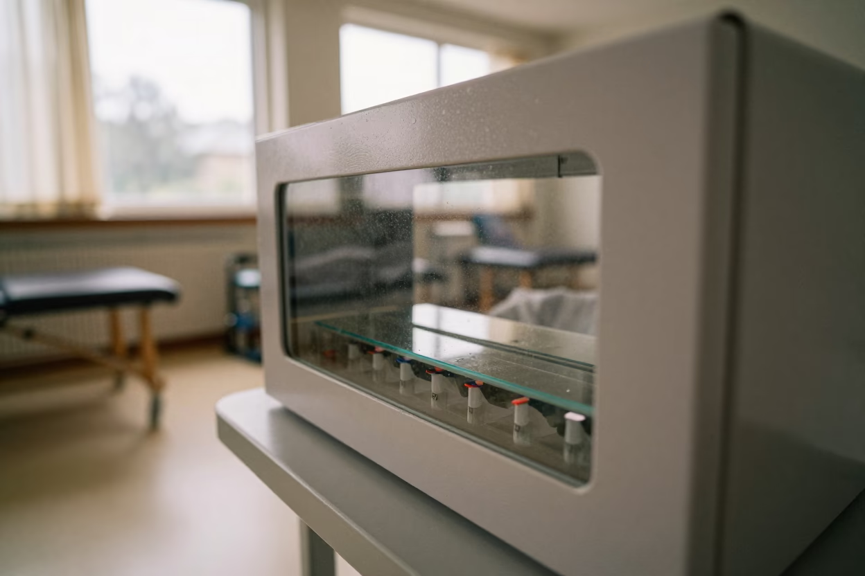 Medical Shoe Cover Cartridge Box in Rehab Gym in inside a rehabilitation gym near Ipswich