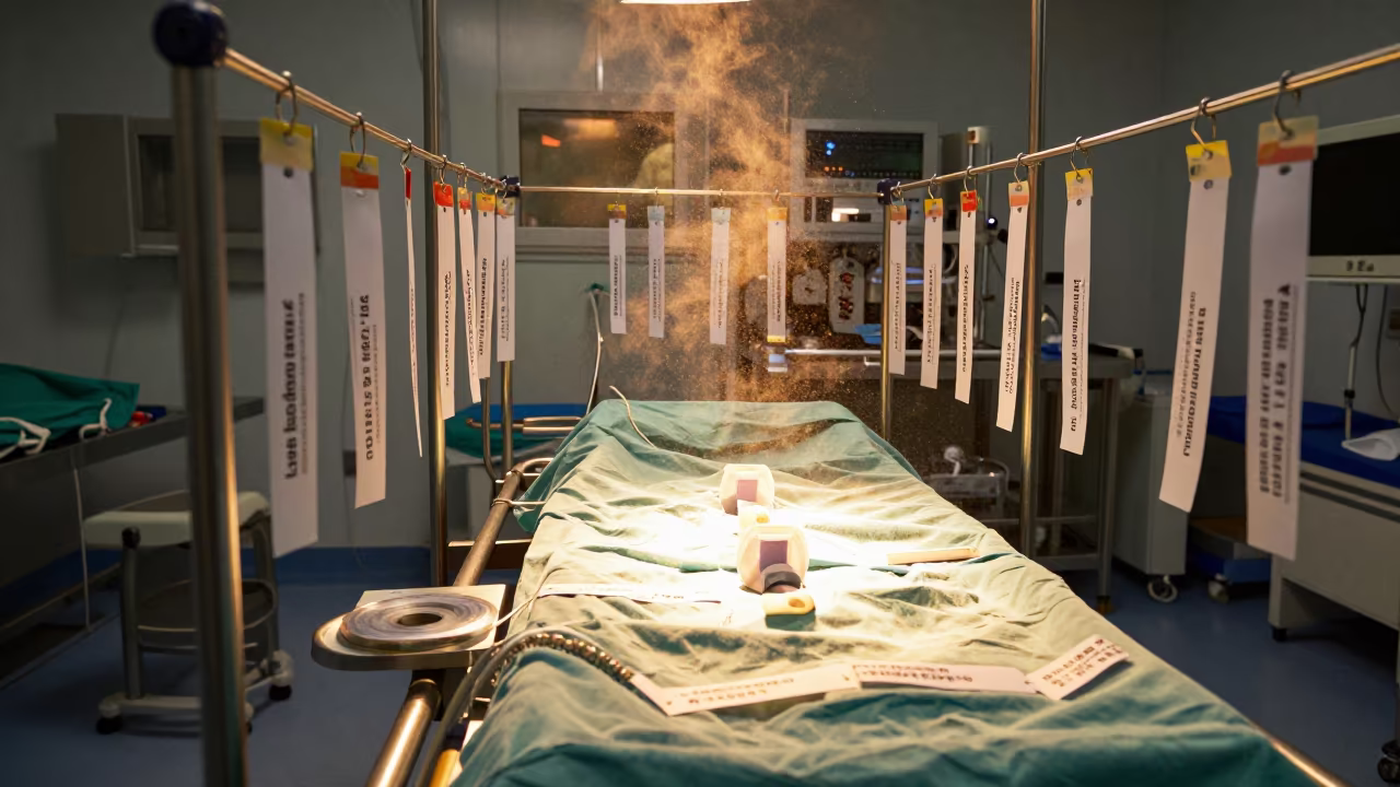 Medical Specimen Chain Reel in Montevideo Prep Room in in a surgical prep area in Montevideo