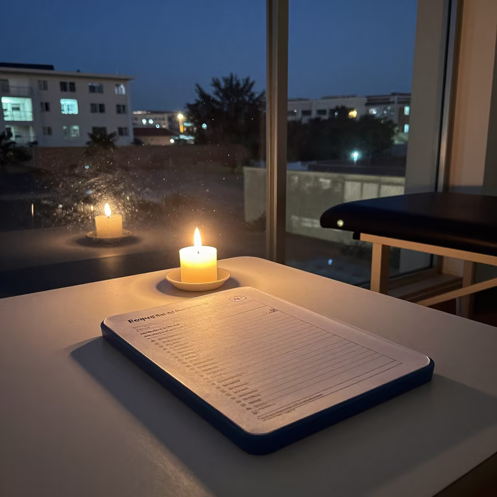 Medical Stamp Tray in Garoua Gym at Dusk in inside a rehabilitation gym in Garoua