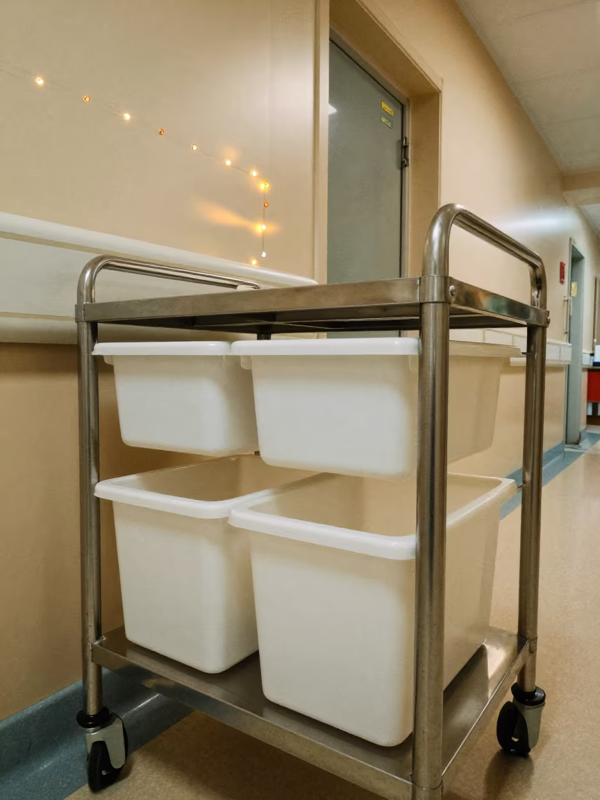 Medical Supply Cart in Medan Isolation Corridor in inside a prep corridor with organized storage in Medan