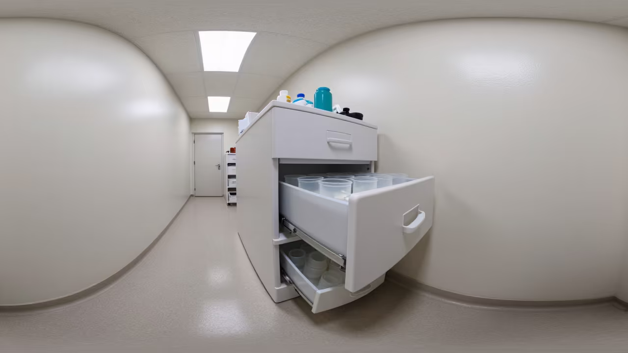 Medication Cup Drawer in Bahrain Kennel Corridor in in a boarding kennel corridor near Al-Muharraq