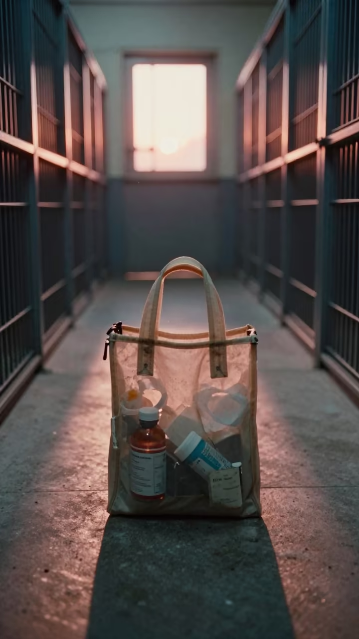 Medication Tote in Gabela Kennel Corridor in in a boarding kennel corridor in Gabela