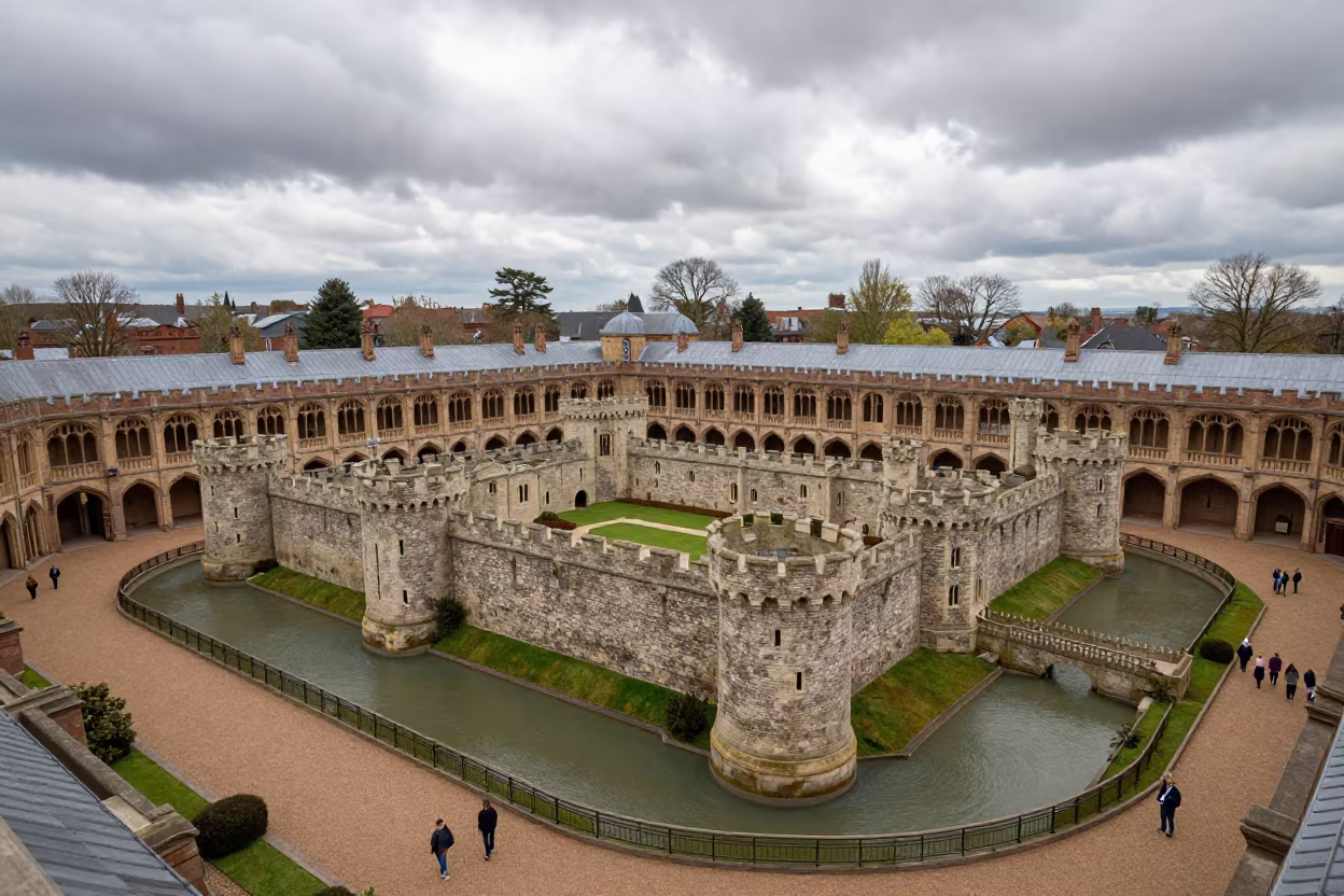 Medieval Castle and Moat in Atrium in inside a vaulted atrium in Stoke-on-Trent