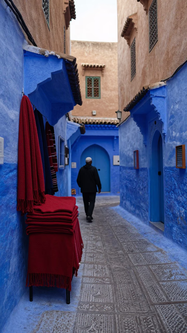 Medina Alley in Fez at The Last Blue Light Of Evening in in Fez, Morocco