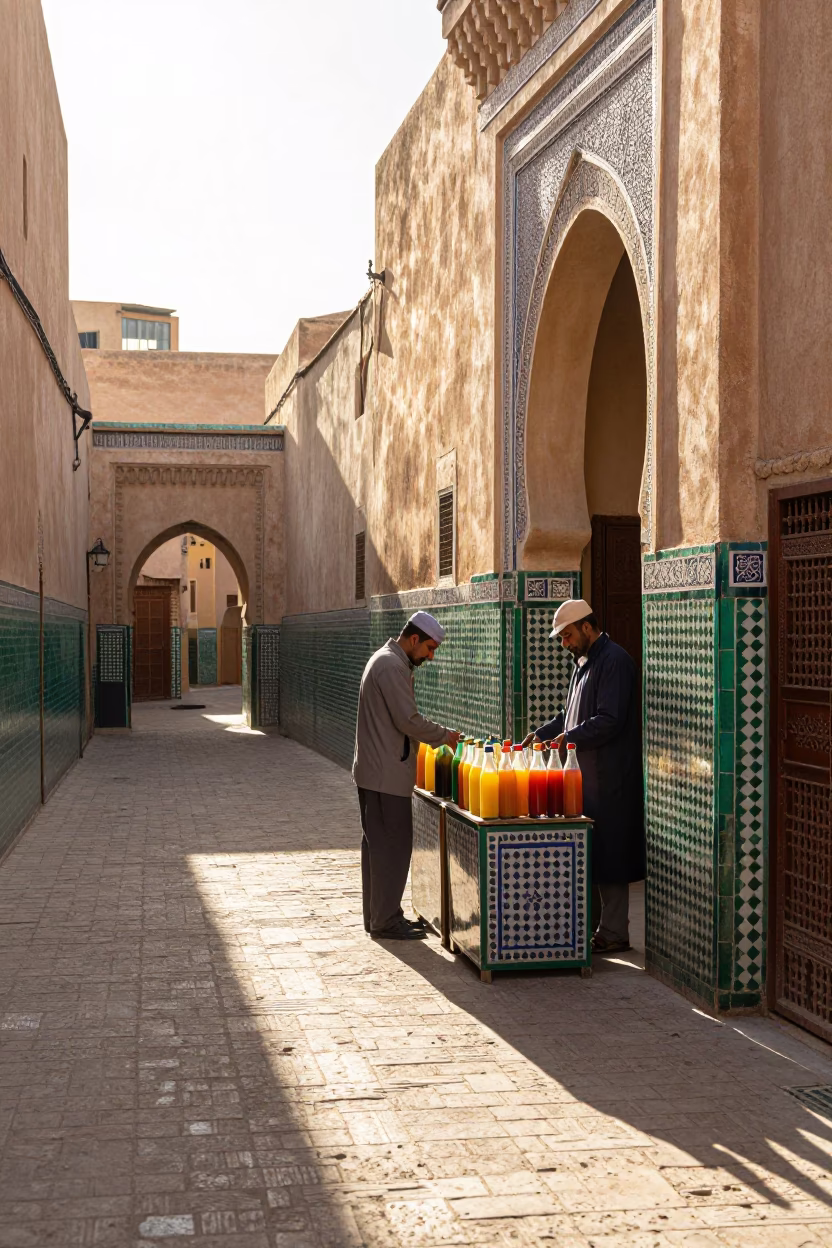 Medina Alley just after sunrise in Fez in in Fez, Morocco