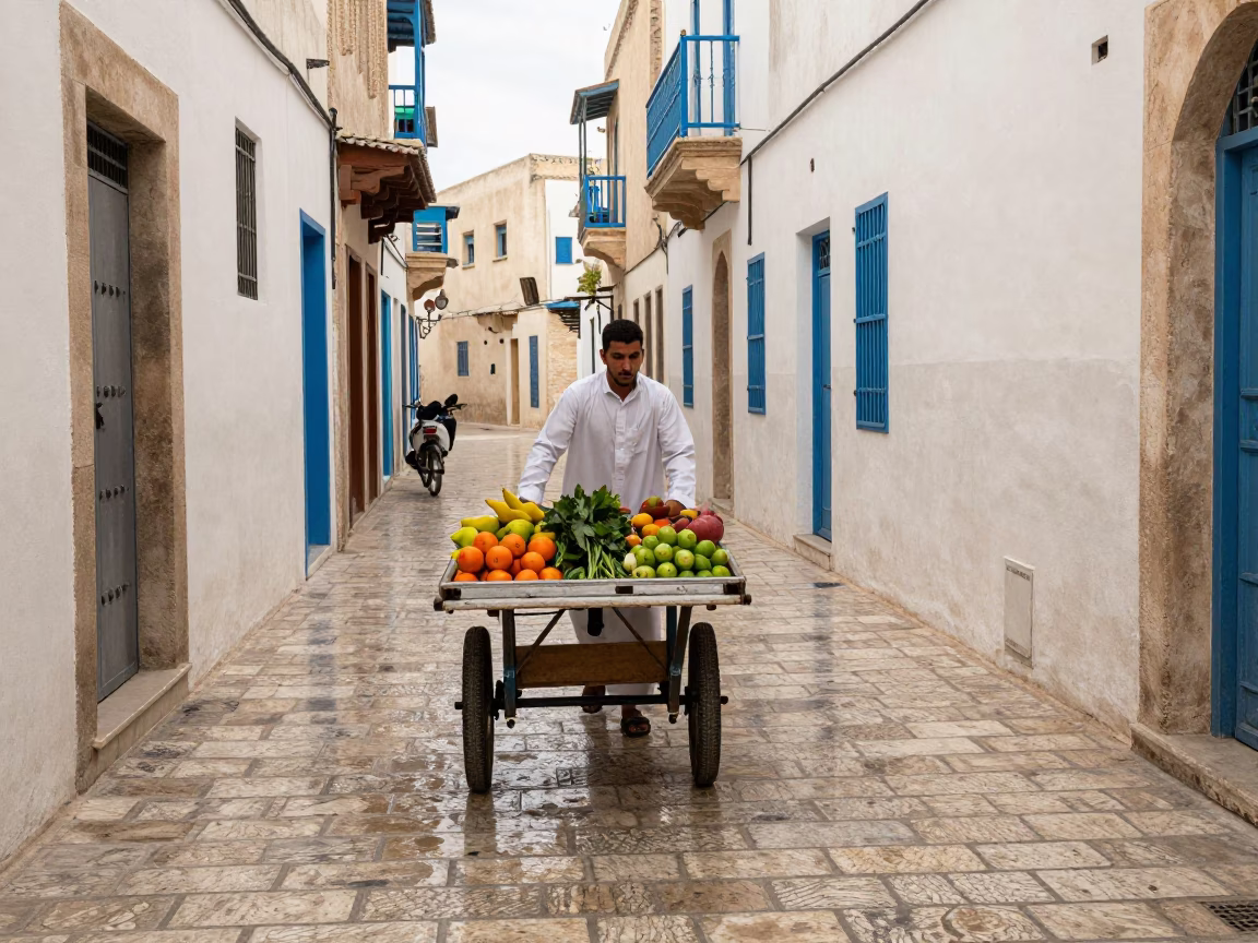 Medina Alleyway in Tunis in in Tunis, Tunisia