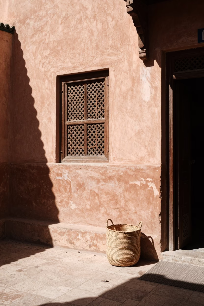 Medina Courtyard in Marrakech at Midday Light in in Marrakech, Morocco