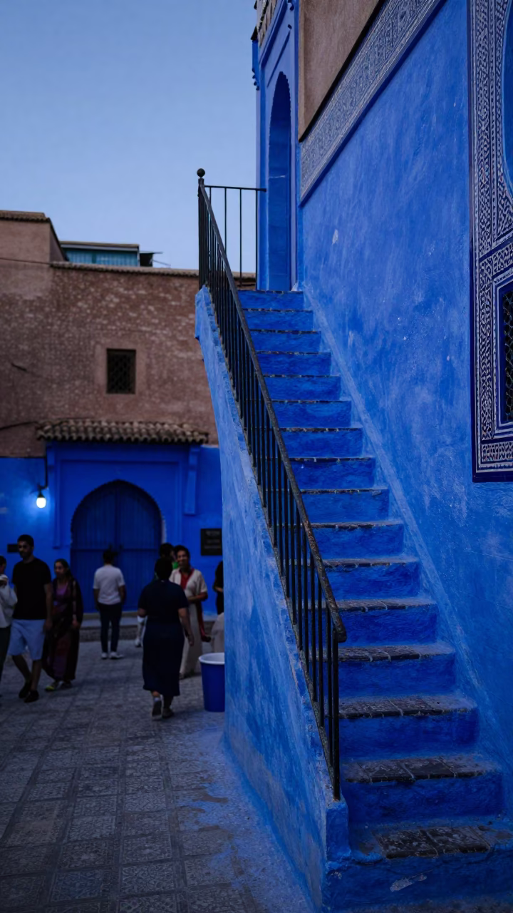 Medina Courtyard in Marrakech at The Last Blue Light Of Evening in in Marrakech, Morocco