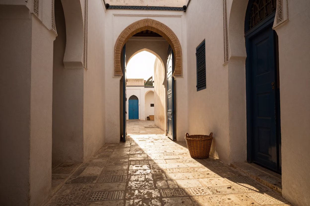 Medina Courtyard in Tunis at As First Light Reaches The Scene in in Tunis, Tunisia