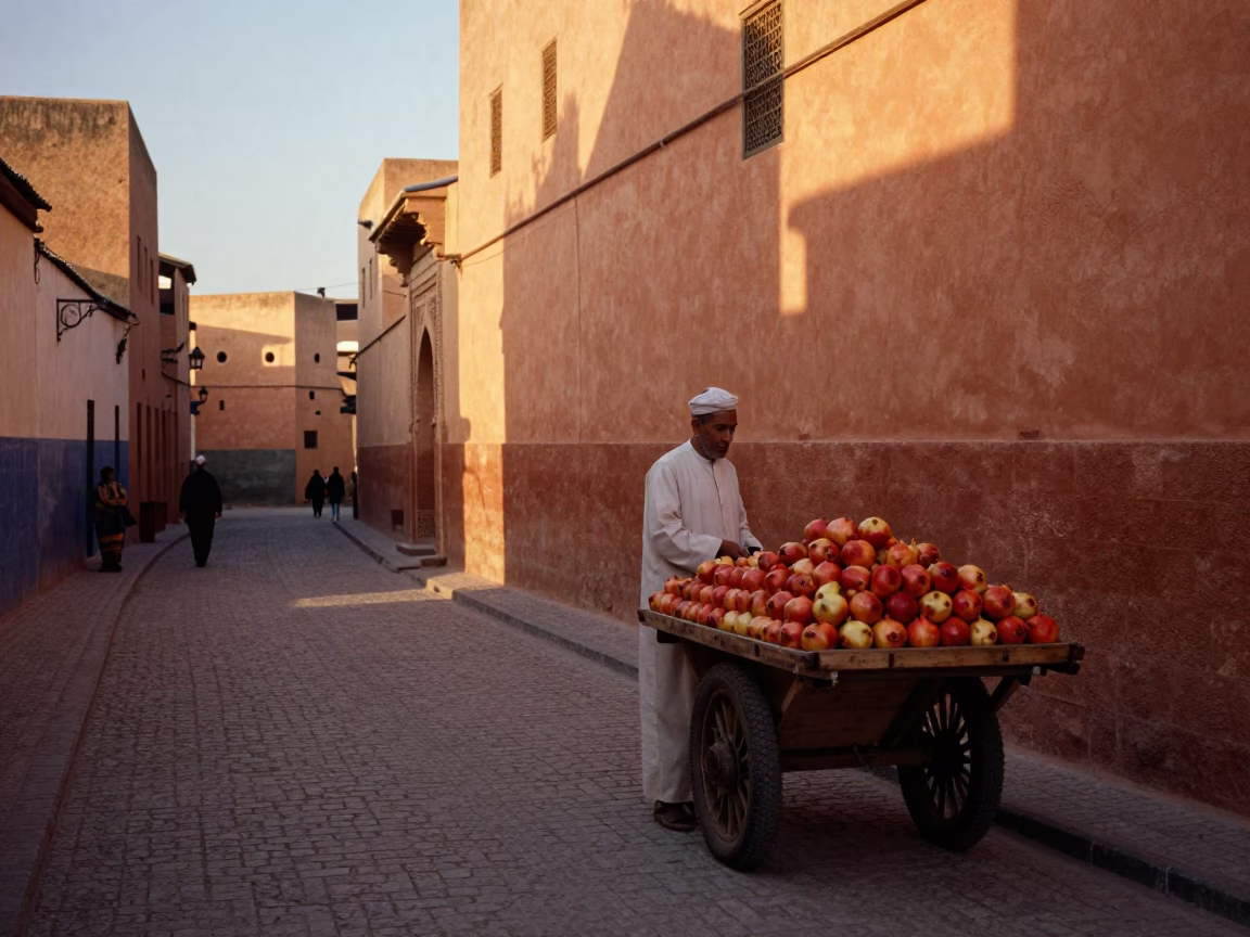 Medina Street in Fez at Golden Hour in in Fez, Morocco