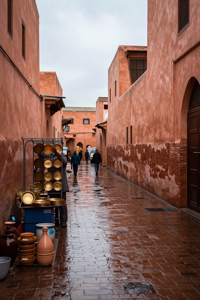 Medina Street in Marrakech in in Marrakech, Morocco