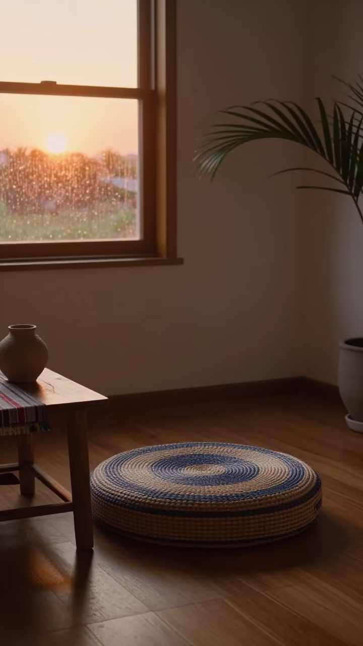 Meditation Cushion in Beira Living Room in in a sunlit living room in Beira