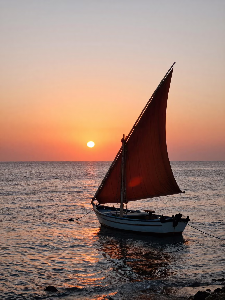 Mediterranean Coastline in Alexandria at Sunset Light in in Alexandria, Egypt